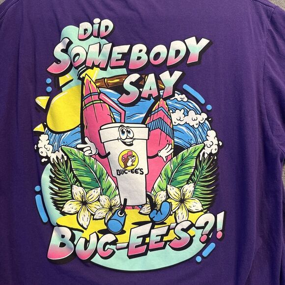 Buc-ee's T-Shirt Did Somebody Say 2023 Size XL Purple Graphic S/S Tropical Tee - Picture 2 of 7